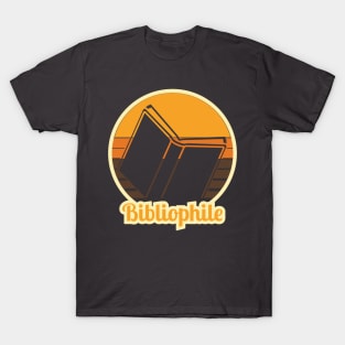 Retro Bibliophile Design Brown and Orange T-Shirt